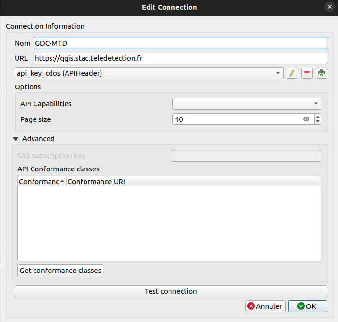 QGIS STAC plugin parameters